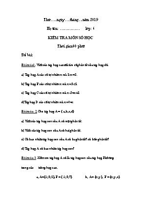 Đề kiểm tra môn Số học Lớp 6 năm 2019